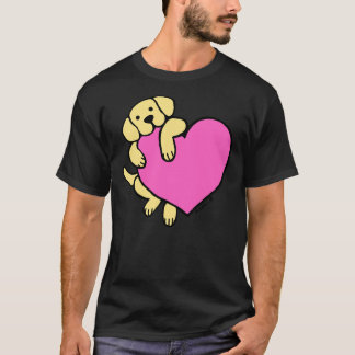 Gele labrador en roze hart t-shirt