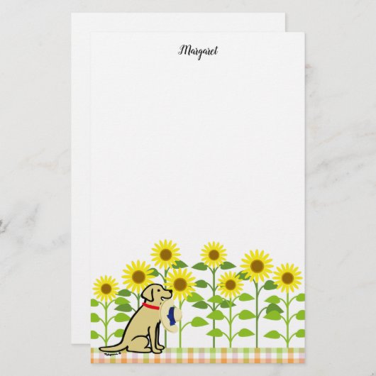 Gele labrador en zonnebloemen briefpapier (Voorkant / Achterkant)