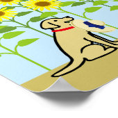 Gele labrador en zonnebloemen poster (Hoek)