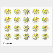 Gele labrador en zonnebloemen ronde sticker (Vel)