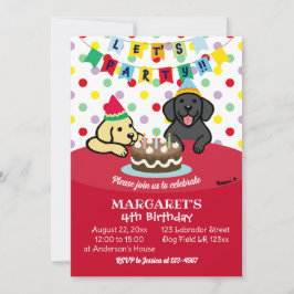 Gele Labrador en Zwart Labrador Verjaardagsfeest Kaart