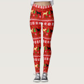 Gele labrador en zwarte kerstmis leggings (Voorkant)