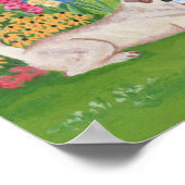 Gele labrador en zwarte labrador in de tuin poster (Hoek)