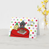 Gele Labrador en Zwarte Labrador Puppie Verjaardag Kaart (Gele Bloem)