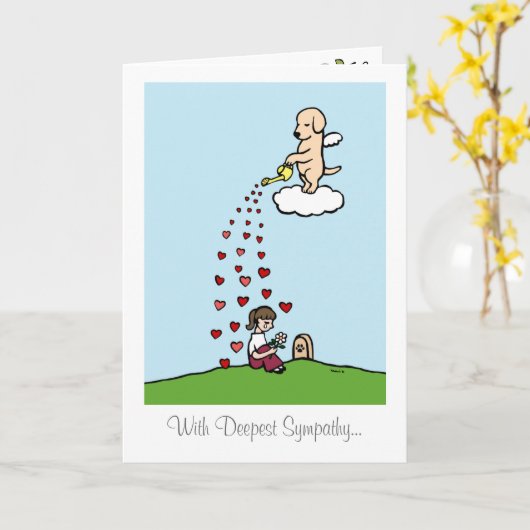 Gele Labrador Engel met Liefde 2 Kaart (Gele Bloem)