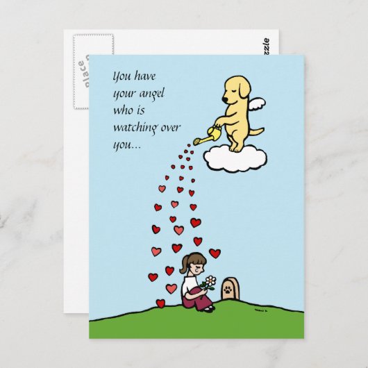Gele Labrador Engel met Liefde Briefkaart (Voorkant / Achterkant)