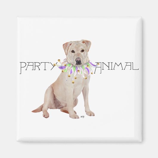 Gele Labrador Feestbeest Magneet (Voorkant)