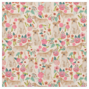 Gele labrador floral design peach stof