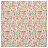 Gele labrador floral design peach stof (Swatch)