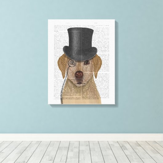 Gele labrador, Formele hond en Pet Canvas Afdruk (Insitu (Houten vloer))