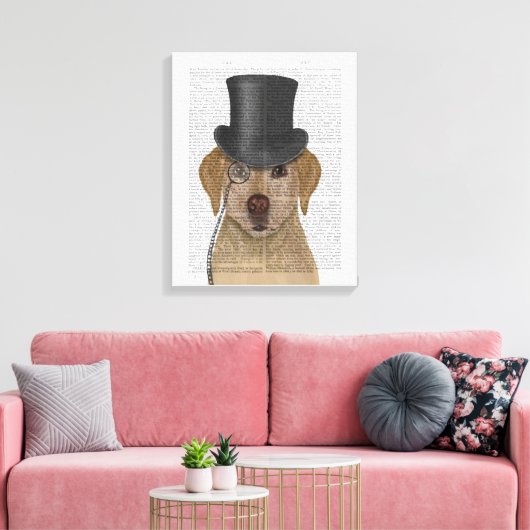Gele labrador, Formele hond en Pet Canvas Afdruk (Insitu (Woonkamer))