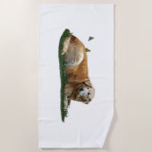 Gele labrador gemengd ras hond strandlaken (Voorkant)