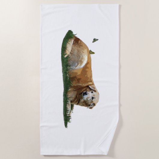 Gele labrador gemengd ras hond strandlaken (Voorkant)