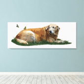 Gele labrador gemengde Breed Dog Canvas afdrukken (Insitu (Houten vloer))