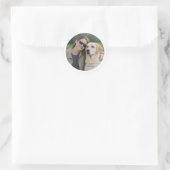 Gele Labrador Gidsenhond Samenwerking – Ronde Sticker (Tas)
