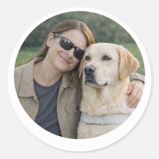 Gele Labrador Gidsenhond Samenwerking – Ronde Sticker (Voorkant)