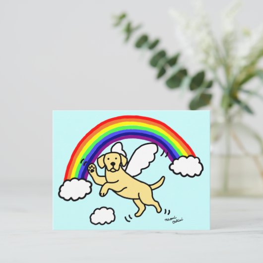gele Labrador Guardian Angel (regenboogbrug) Briefkaart (Staand voorkant)