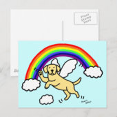 gele Labrador Guardian Angel (regenboogbrug) Briefkaart (Voorkant / Achterkant)