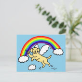 gele Labrador Guardian Angel (regenboogbrug) Briefkaart (Staand voorkant)