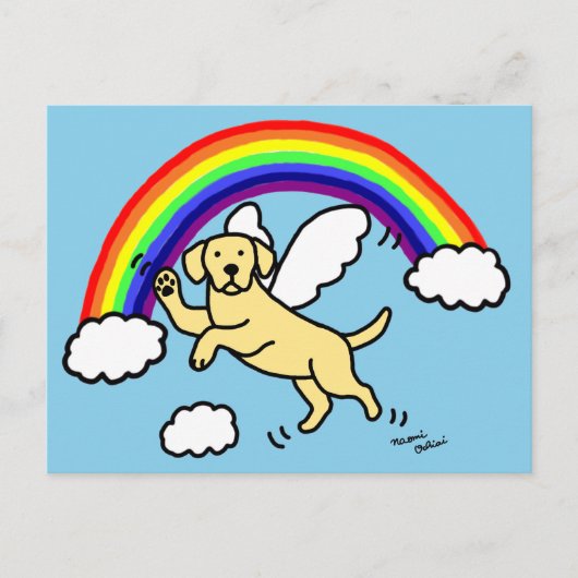 gele Labrador Guardian Angel (regenboogbrug) Briefkaart (Voorkant)