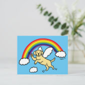 gele Labrador Guardian Angel (regenboogbrug) Briefkaart (Staand voorkant)