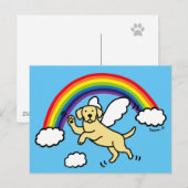 gele Labrador Guardian Angel (regenboogbrug) Briefkaart (Voorkant / Achterkant)