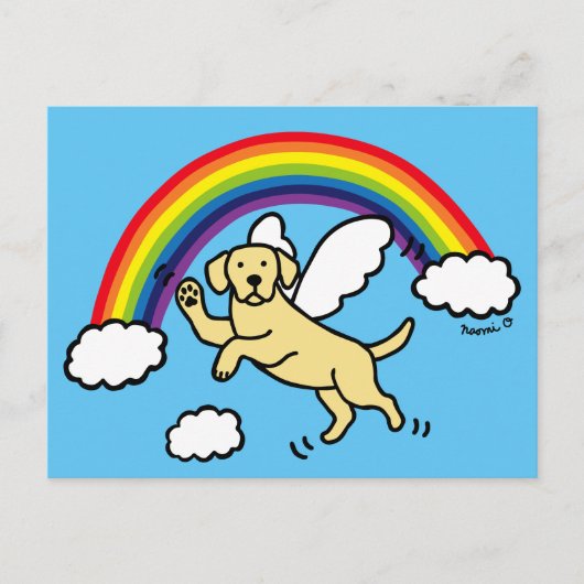 gele Labrador Guardian Angel (regenboogbrug) Briefkaart (Voorkant)