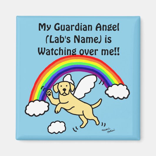 gele Labrador Guardian Angel (regenboogbrug) Magneet (Voorkant)