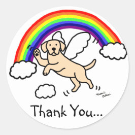 gele Labrador Guardian Angel (regenboogbrug) Ronde Sticker