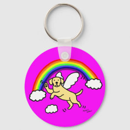 gele Labrador Guardian Angel (regenboogbrug) Sleutelhanger