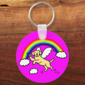 gele Labrador Guardian Angel (regenboogbrug) Sleutelhanger (Voorkant)