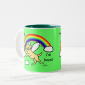 gele Labrador Guardian Angel (regenboogbrug) Tweekleurige Koffiemok (Voorkant links)