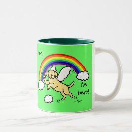 gele Labrador Guardian Angel (regenboogbrug) Tweekleurige Koffiemok