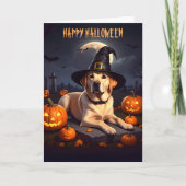 Gele Labrador Halloween Kaart (Voorkant)