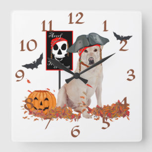 Gele Labrador Halloween Vierkante Klok