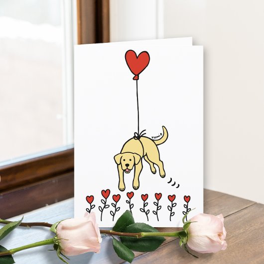 Gele Labrador hartballon dank u Feestdagen Kaart