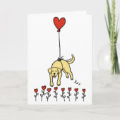 Gele Labrador hartballon dank u Feestdagen Kaart (Voorkant)