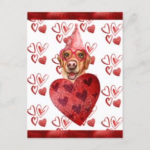 Gele Labrador-harten voor hondenliefhebber Valenti Feestdagenkaart