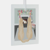 Gele labrador-honden in de kersthapscène glas ornament (Voorkant Rechts)