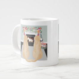 Gele labrador-honden in de kersthapscène grote koffiekop