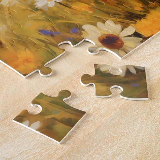 Gele labrador in bloemen legpuzzel (Zijkant)