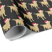 Gele labrador in kerstmis in Santa Hat Cadeaupapier (Rol Hoek)