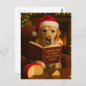 Gele Labrador 'Kaas Belasting' Kerstkaart Briefkaart (Voorkant / Achterkant)