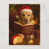Gele Labrador 'Kaas Belasting' Kerstkaart Briefkaart (Voorkant)