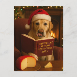 Gele Labrador 'Kaas Belasting' Kerstkaart Briefkaart