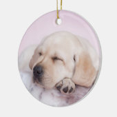 Gele labrador-kapper keramisch ornament (Links)