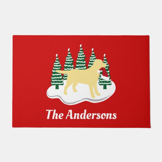 Gele labrador kerstboombomen deurmat (Voorkant)