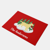 Gele labrador kerstboombomen deurmat (Schuin)