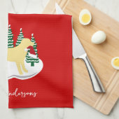 Gele labrador kerstboombomen theedoek (Quarter Fold)