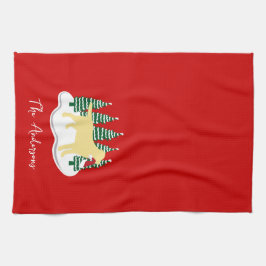 Gele labrador kerstboombomen theedoek